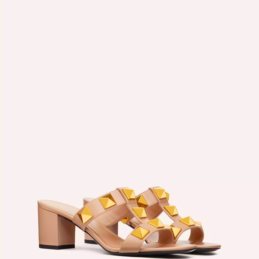 NEVER WORN ROMAN STUD CALFSKIN SLIDE SANDAL 60 MM